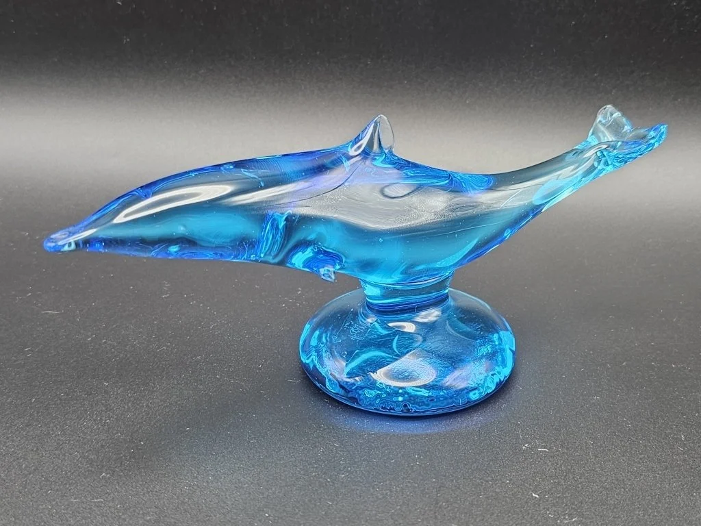 094 - Lot 617h - Signed Ron Ray vintage hand-blown blue art.jpg