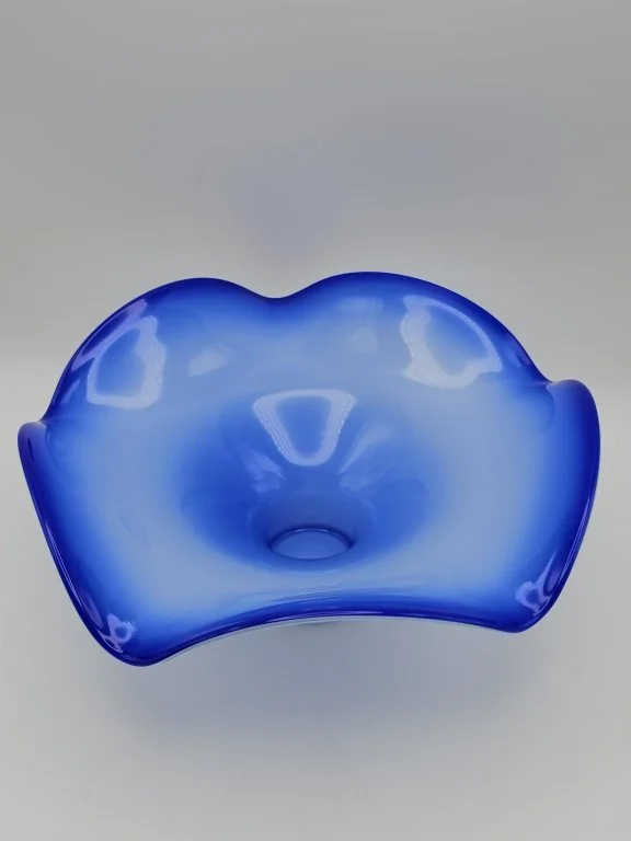 177 - Lot 424h - Vintage hand-blown blue opalescent freeform.jpg