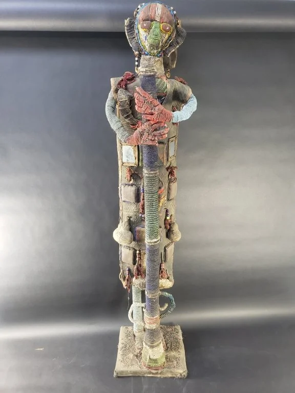 150 - Lot 342 - Vintage African sculpture with adorned beads,.jpg