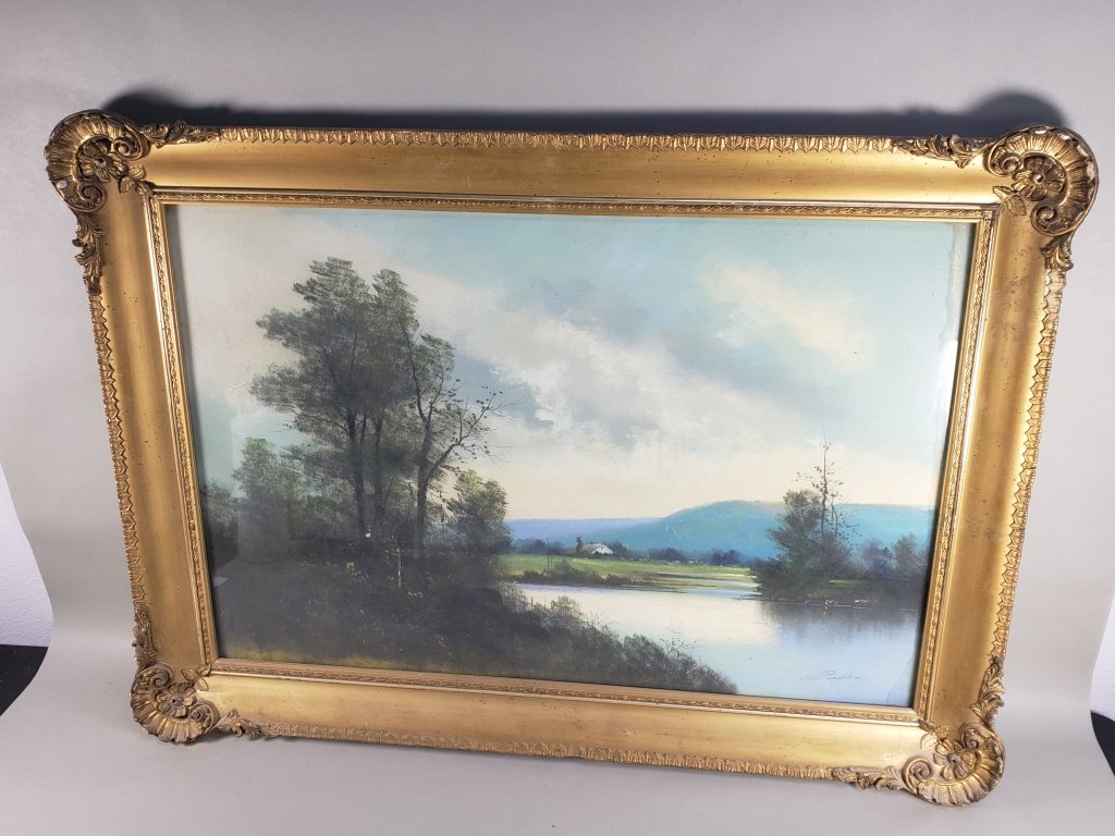 114 - Lot 233 - Signed antique pastel landscape scene.jpg