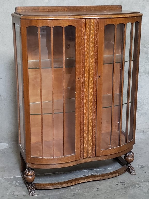 161 Vintage carved oak display cabinet.jpg