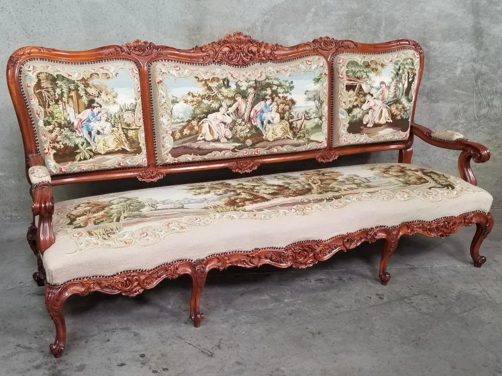 194 - Lot 164 - French Louis XV-style carved walnut sofa with.jpg