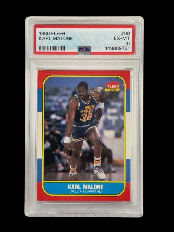 127 - Lot 350h - 1986 Fleer Karl Malone rookie card, PSA 6.jpg