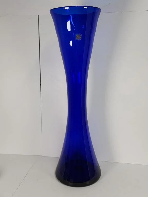 071 - Lot 421h - Blenko cobalt hourglass tall vase.jpg