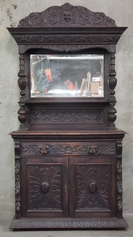031 - Lot 139 - Antique hand carved oak sideboard with beveled.jpg