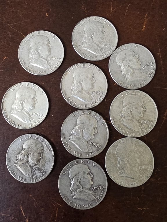 11 10 Franklin silver half dollar coin