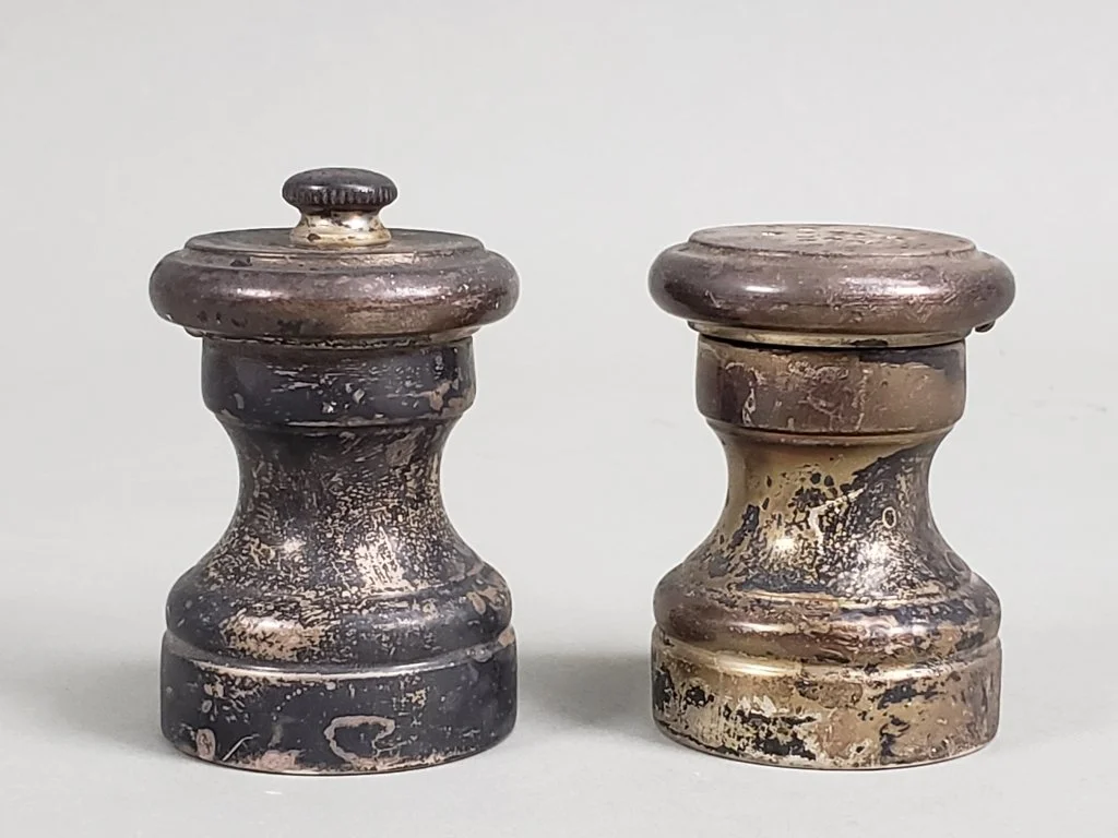 194 - Lot 293 - Vintage Italian wood-lined sterling silver salt and pepper shakers.jpg