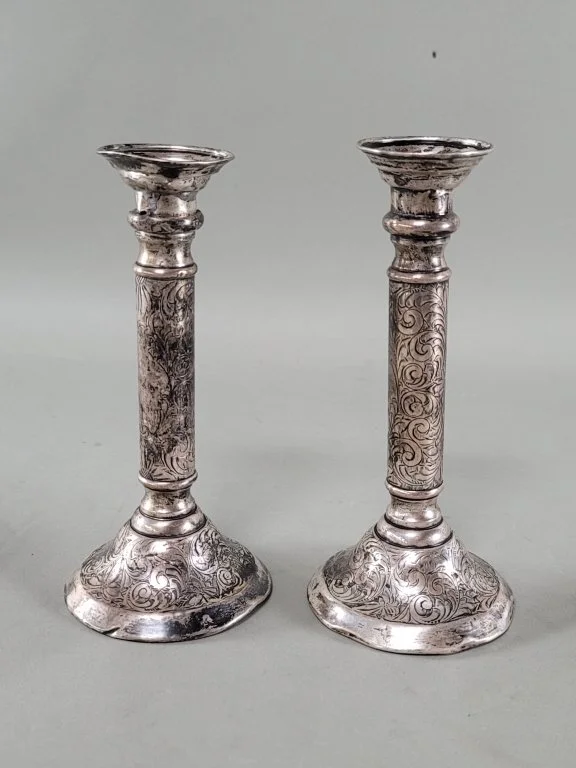 038 - Lot 514 - Pair sterling silver weighted candlesticks.jpg