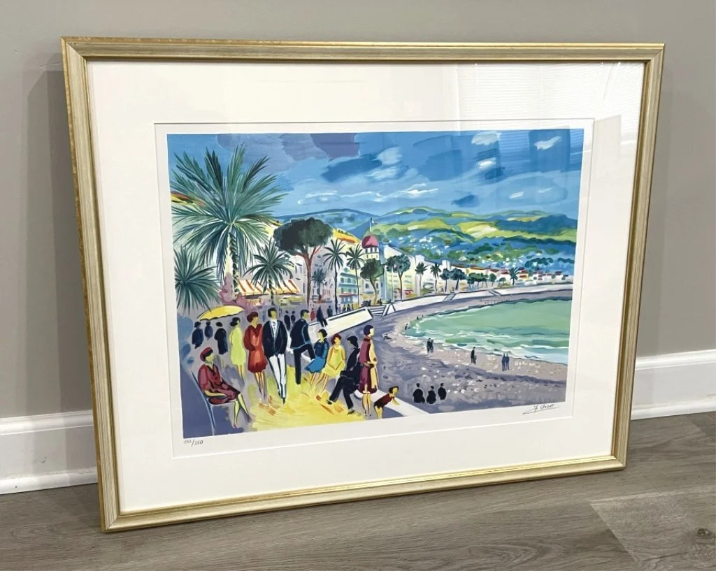 083 - 584h Framed artist signed Jean Claude Picot lithograph.jpg