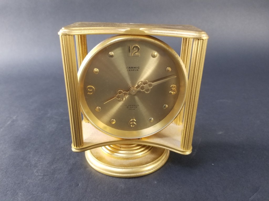 105 - Lot 380 - Vintage gold tone brass and glass Carmic Geneve.jpg
