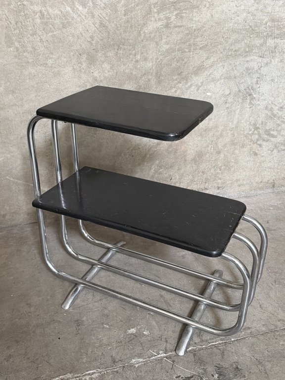 180 Lloyd Art Deco chrome & wood tiered side table.jpg