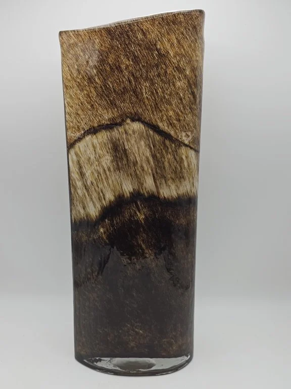 188 - Lot 355h - HQT hand-blown brown and amber art glass vase.jpg