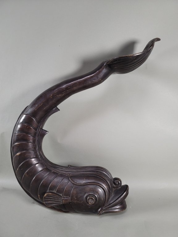 496 Vintage cast brass classical dolphin sculpture.jpg