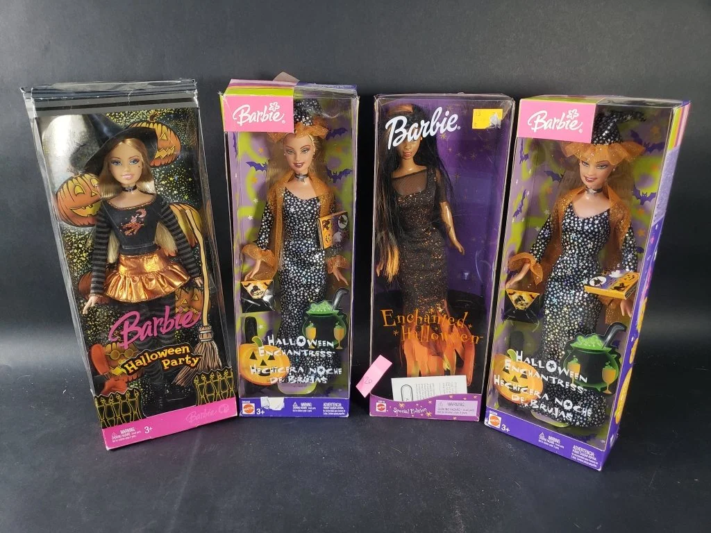 167 - Lot 308 - 4 Mattel Barbie Halloween dolls.jpg