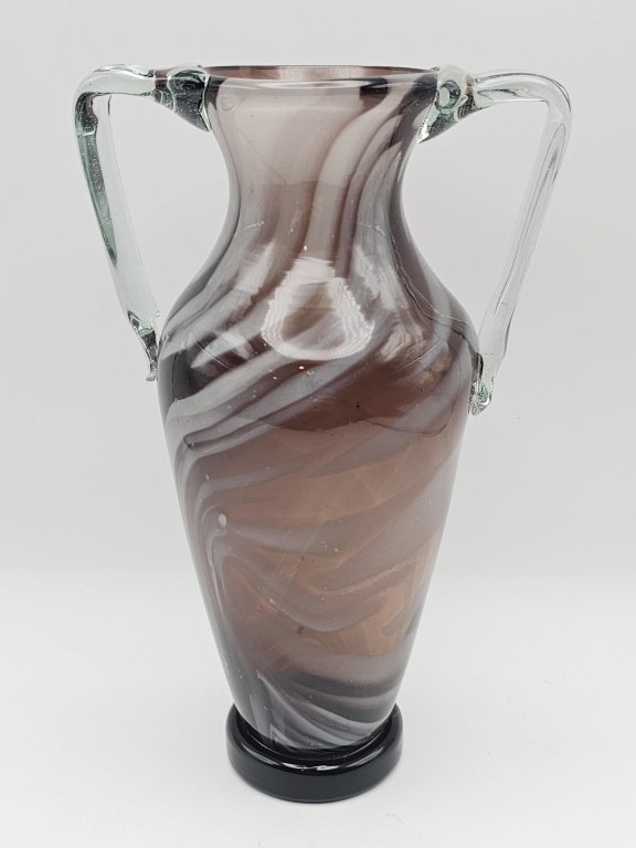 169 - Lot 397h - Vintage hand-blown smoky brown and white swirl.jpg
