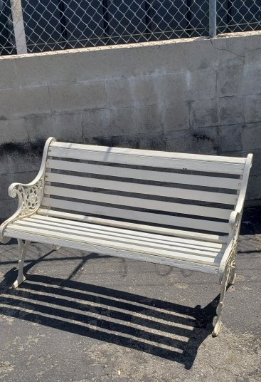448 Wrought iron and wood patio bench.jpg
