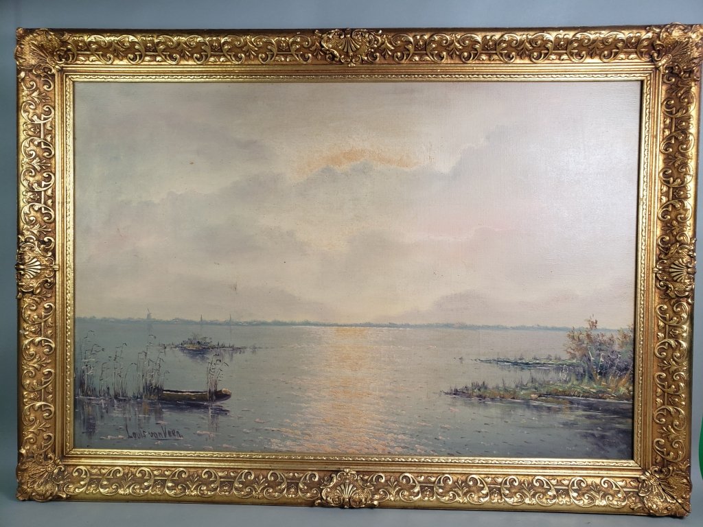 97 Louis van Veen signed Impressionist-style oil on.jpg