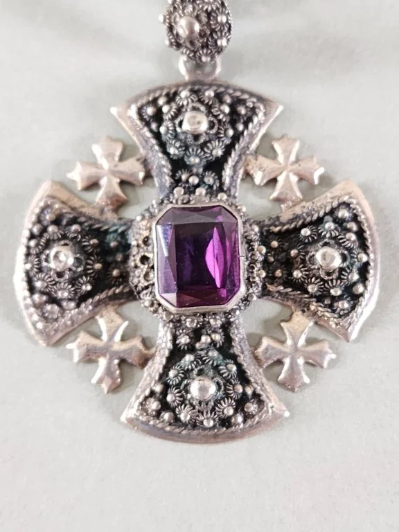 145 - Lot 12 - Mid-century sterling silver Maltese cross pendant.jpg