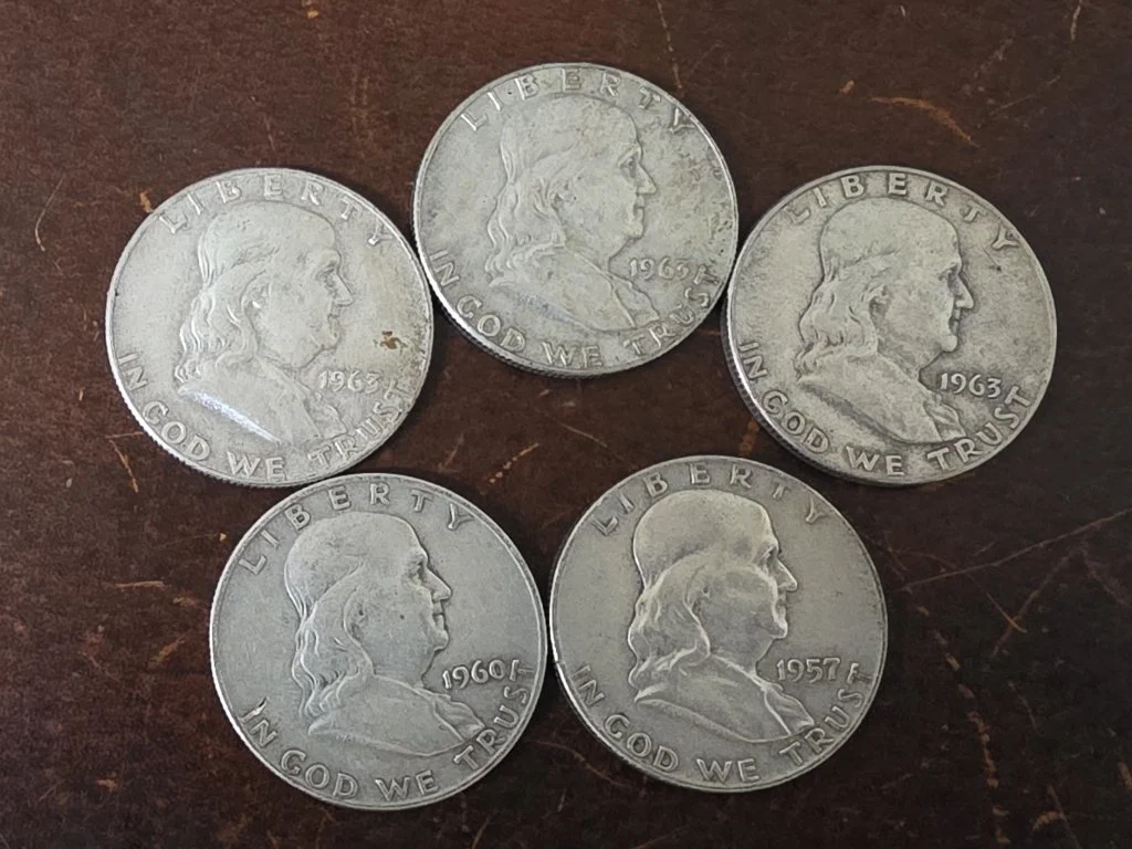 59 5 Franklin silver half dollar coin