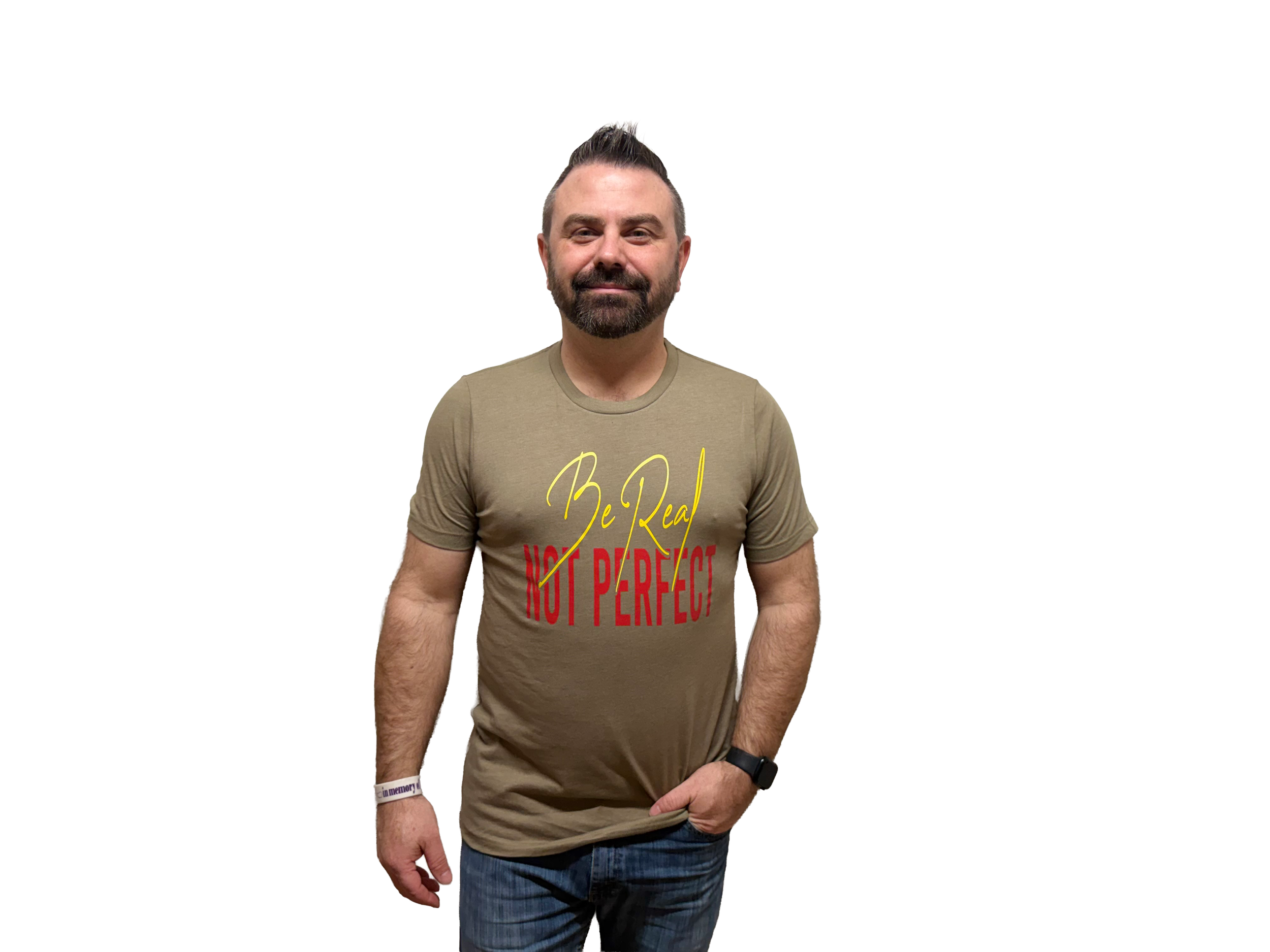 Be Real not perfect - T-shirt - heather olive - transparent.png