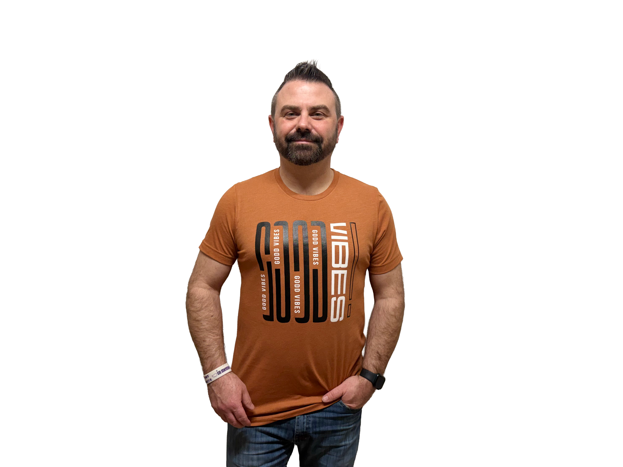 Good vibes vertical - T-shirt - heather autumn transparent.png