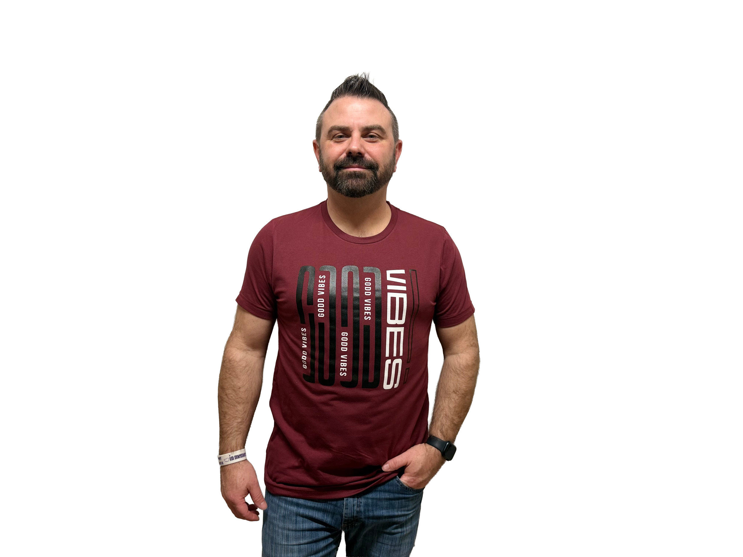 Good vibes vertical - T-shirt - heather cardinal transparent.png