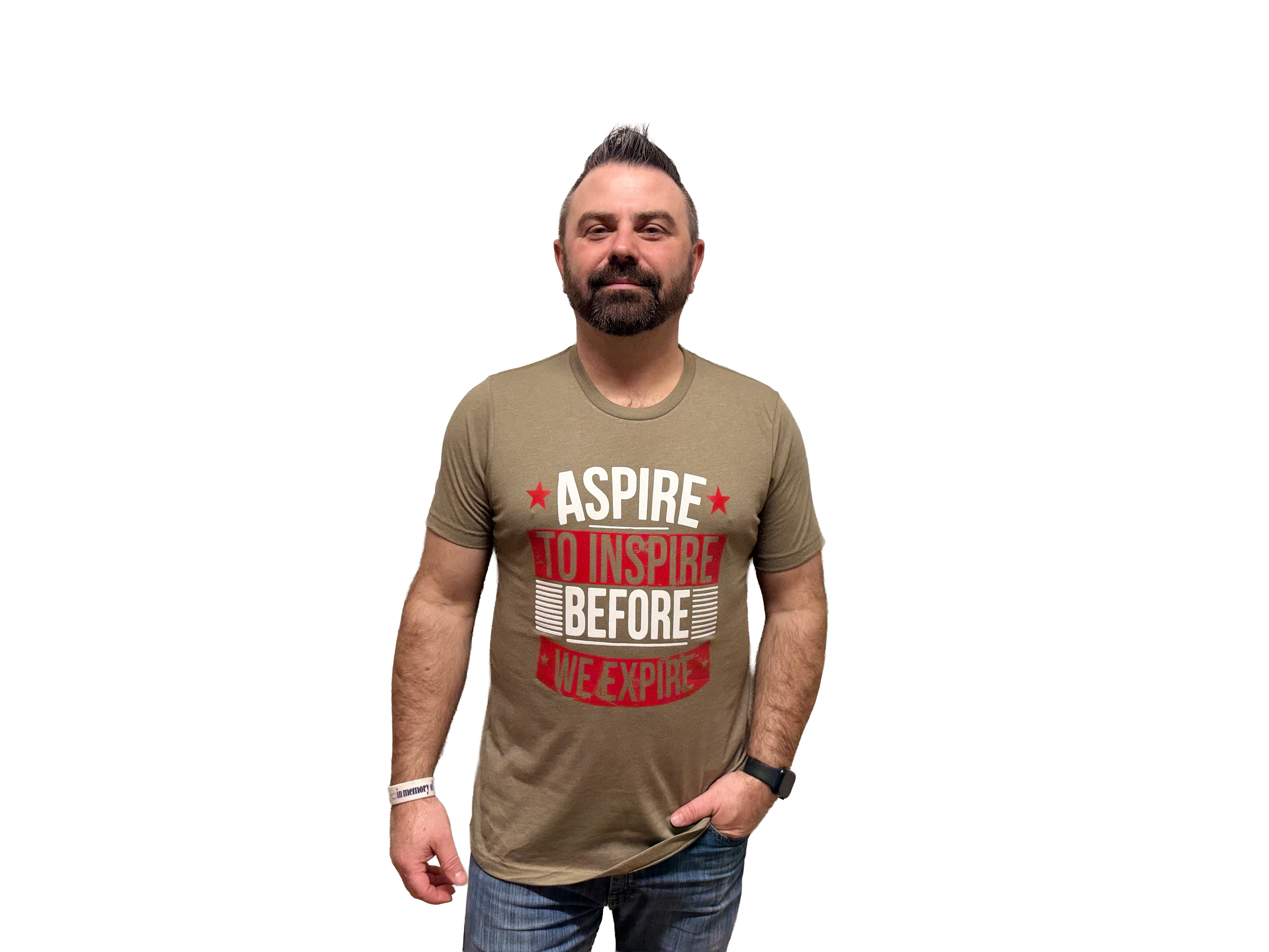 Aspire to inspire - T-shirt - Heather olive transparent.png