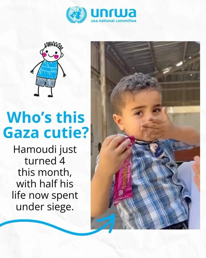 This is Hamoudi, a 4-year-old whose love for cats lights up anyone&rsquo;s day. He loves to play, explore with the kids in his neighborhood, and follow the adults around with a big smile.
Like so many children in Gaza, Hamoudi is an @UNRWA-registered