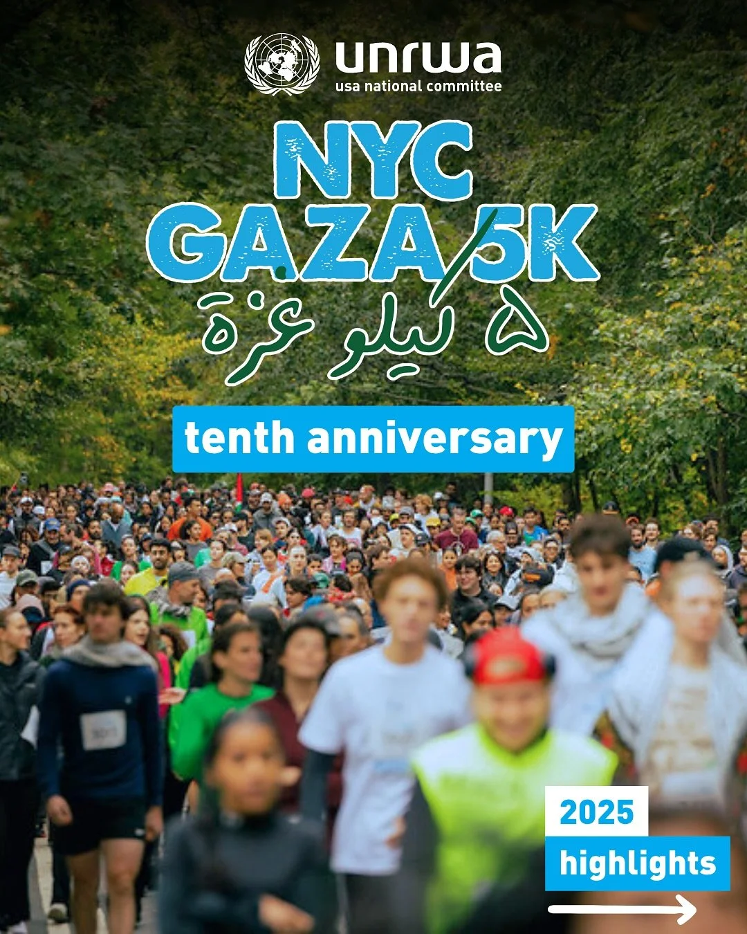 🩵10 years of NYC Gaza 5Ks. 5,000 people. $1.8 million (and counting).

The forecast called for storms &mdash; but rain or shine, we show up for Palestine. 🇵🇸

On Sunday, October 12th, UNRWA USA brought our signature #Gaza5K back to New York City, 