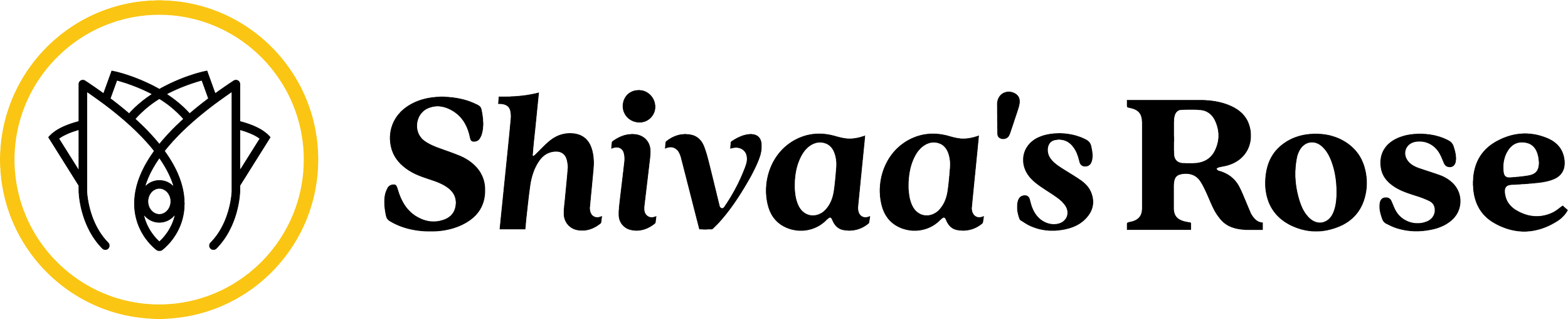 Shivag's Rose logo featuring a stylized rose within a black and yellow circular outline and the text "Shivag's Rose" beside it.