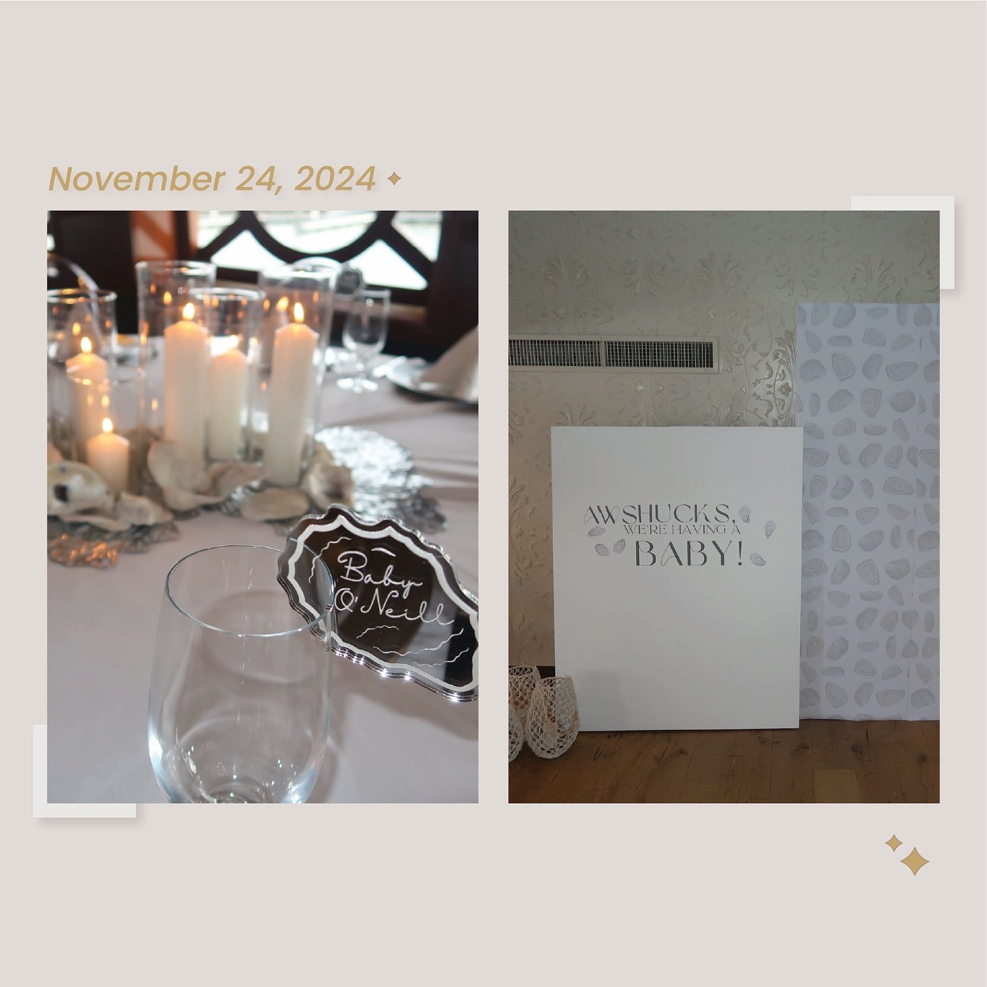 Aw Shucks, We&rsquo;re Having A Baby 🦪
.
.
✨ Theme: Aw Shucks, We&rsquo;re Having A Baby
💎 Decor: @evantsbyva 
🪞Custom Wall: @roseinvites_
🥂Drink Charms: @diciccodecor
