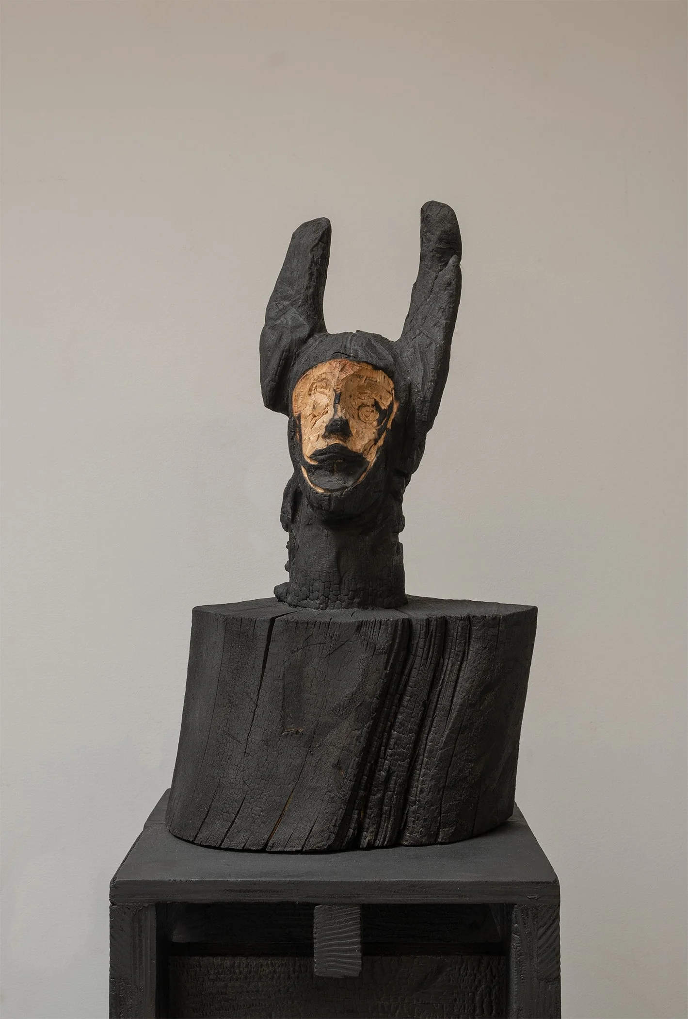 Little Spirit Head (view 1), 2025, 21 x 13 x 10 in, Charred Wood.jpg