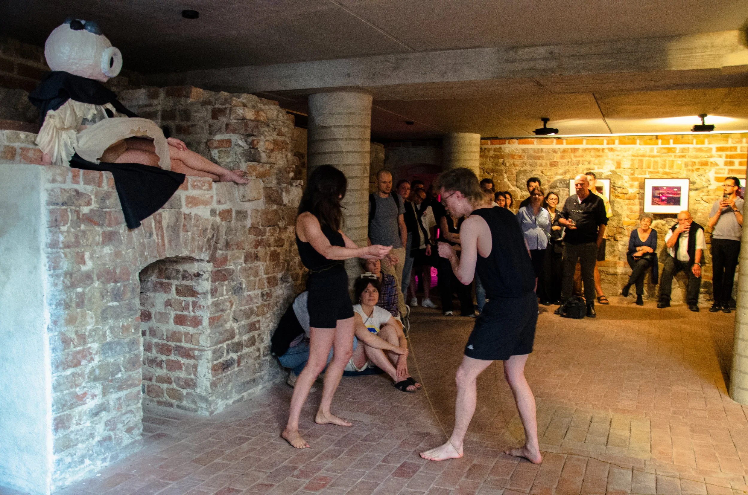 The Fool and the Oracle, 2024, live performance, mix media_ paper mache, fabric, clay and plaster.jpg