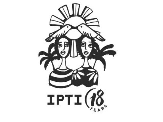 Logo with two women with palm trees and a sunrise, with the text 'IPTI 18 Years'