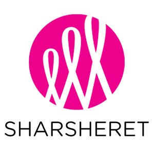 Pink circle with stylized white letter 'X' and the word 'SHARSHERET' below.