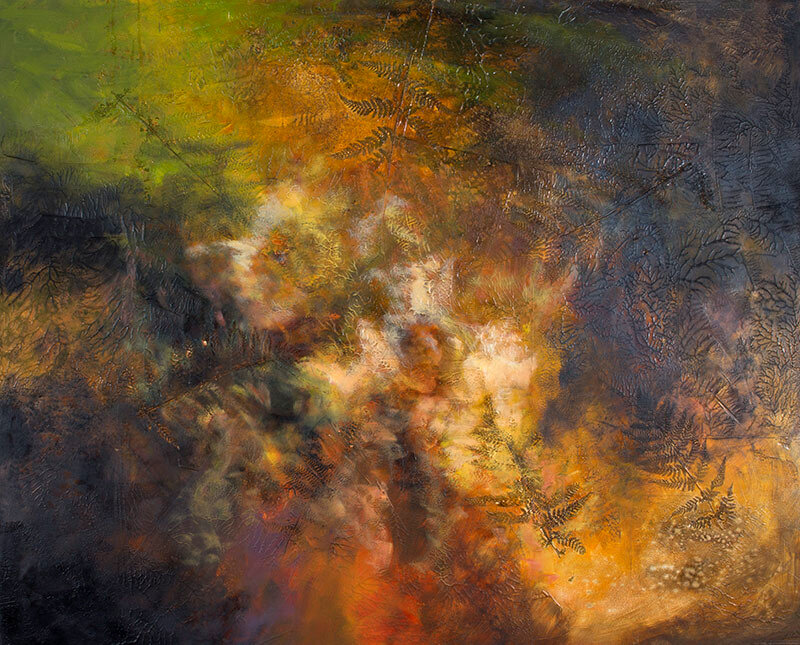 Abstract-Red-Orange-oil-on-panel-48x60-Kurt-Thum