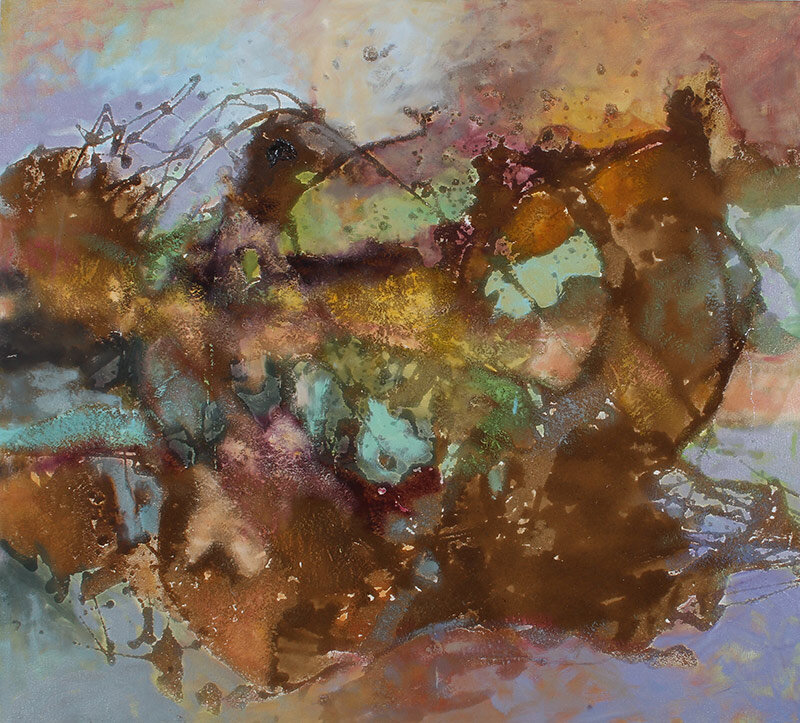 Abstract 1-oil and sawdust on linen-42x36-Kurt Thum-2