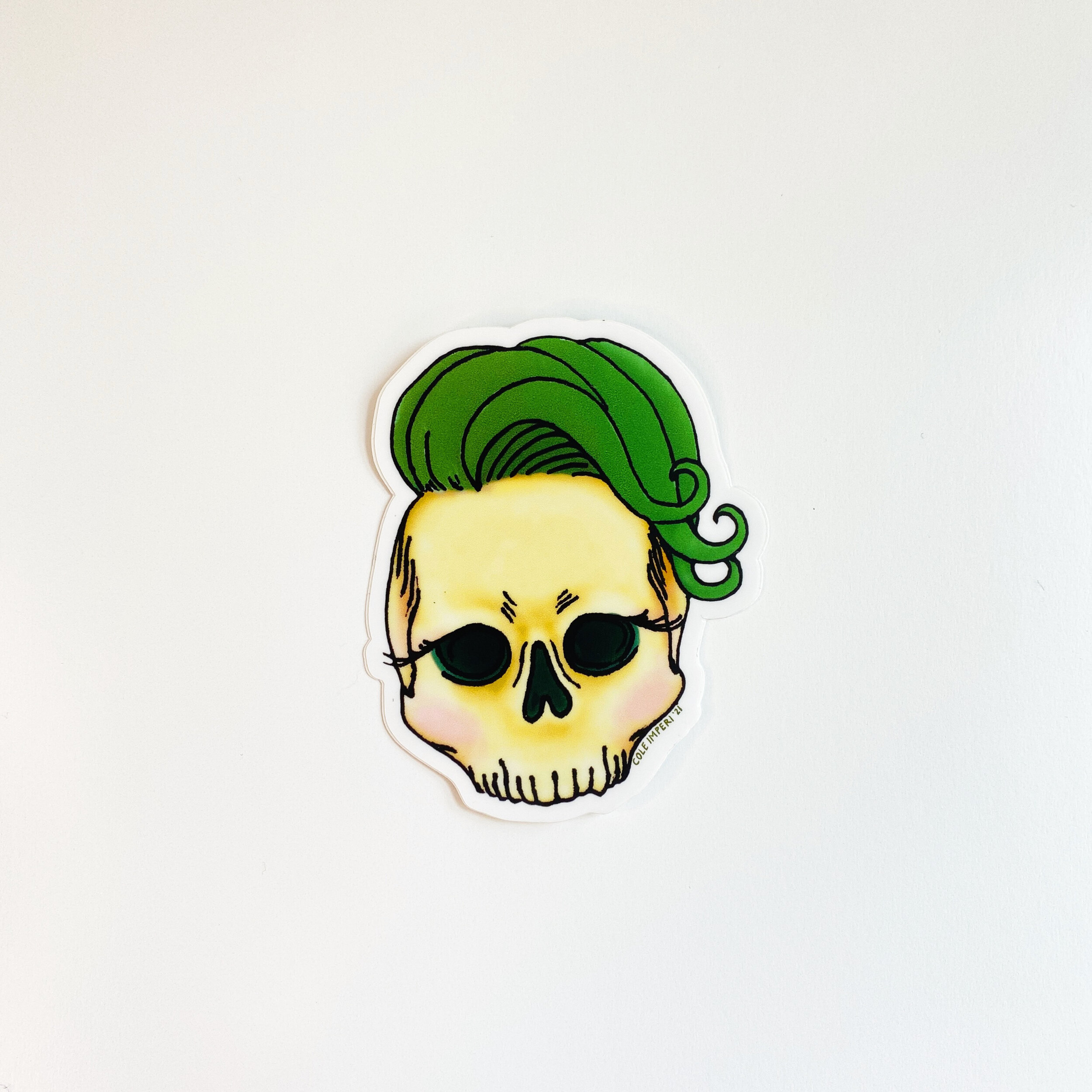 Green-Haired Skull Sticker
