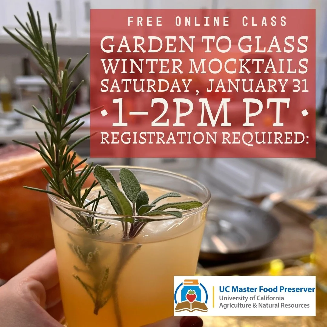 In my role as a UC Master Food Preserver I'm getting to teach a free online class this upcoming Saturday! All you need to do is register, and you can live anywhere (don't have to be a California resident). My fellow MFPs and I will be covering ~mockt