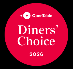 OpenTable Diners' Choice 2026 award badge with red background and white text