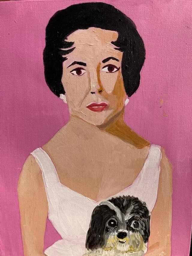 "Liz Taylor and Sonny" customized pet portrait acrylic 12x16
