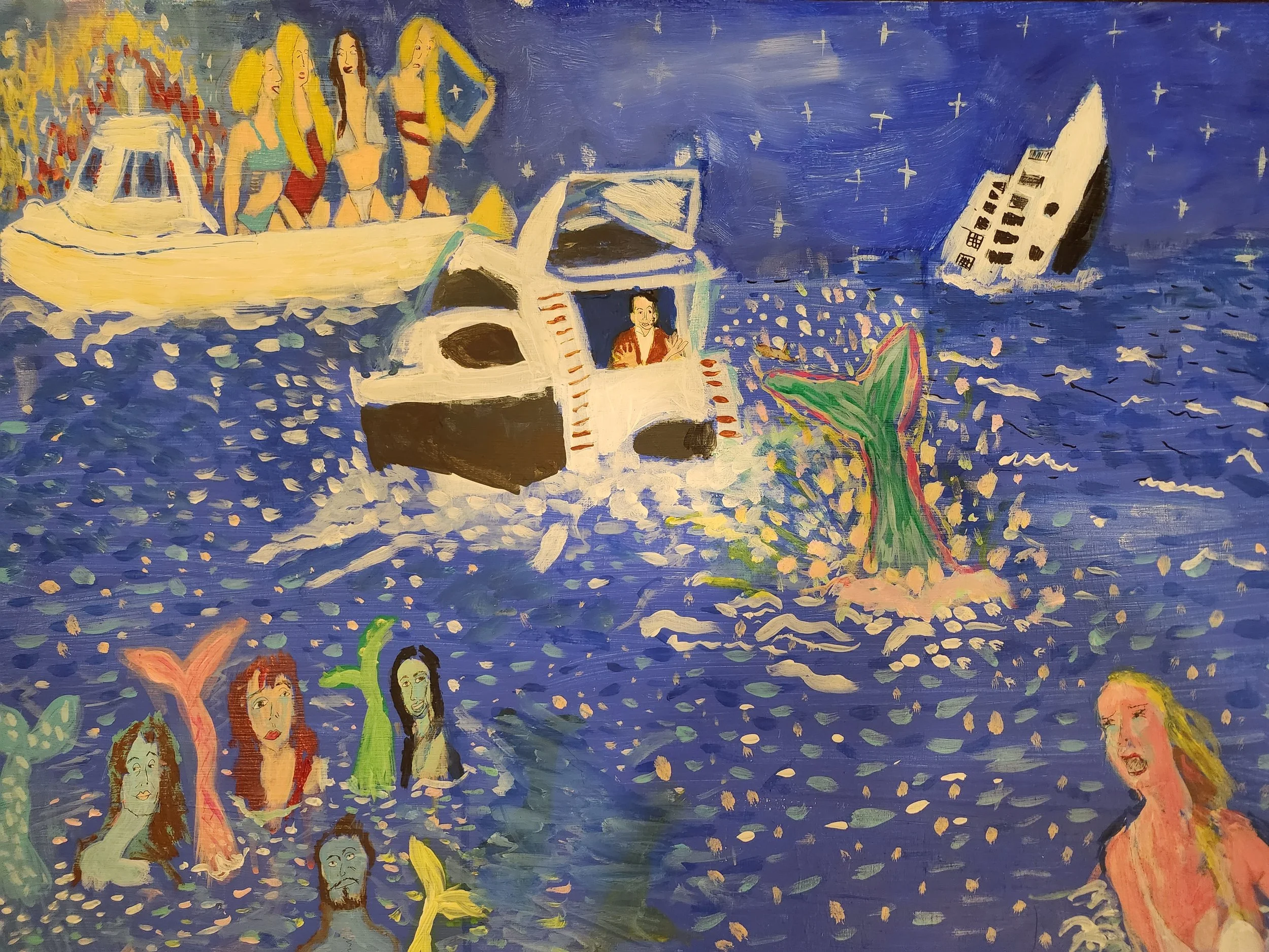 A mermaids tale 
Acrylic on wood board 21 x 30