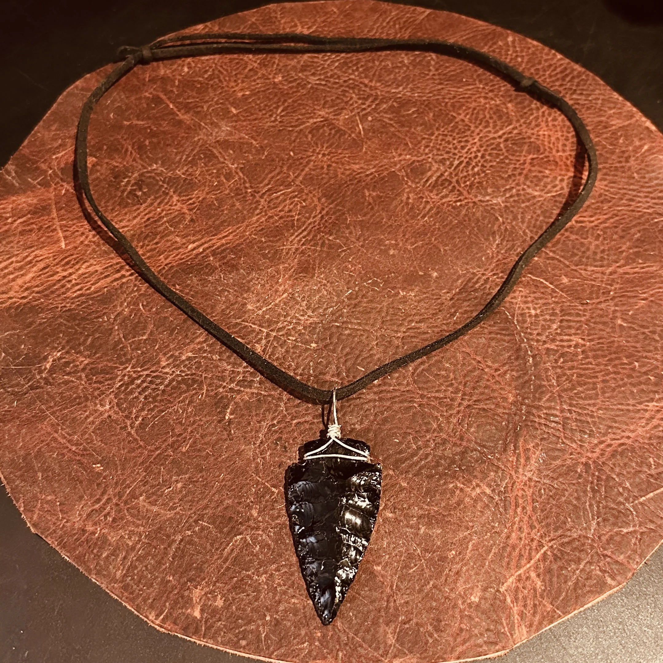 Wire Wrapped Obsidian Arrowhead Necklace