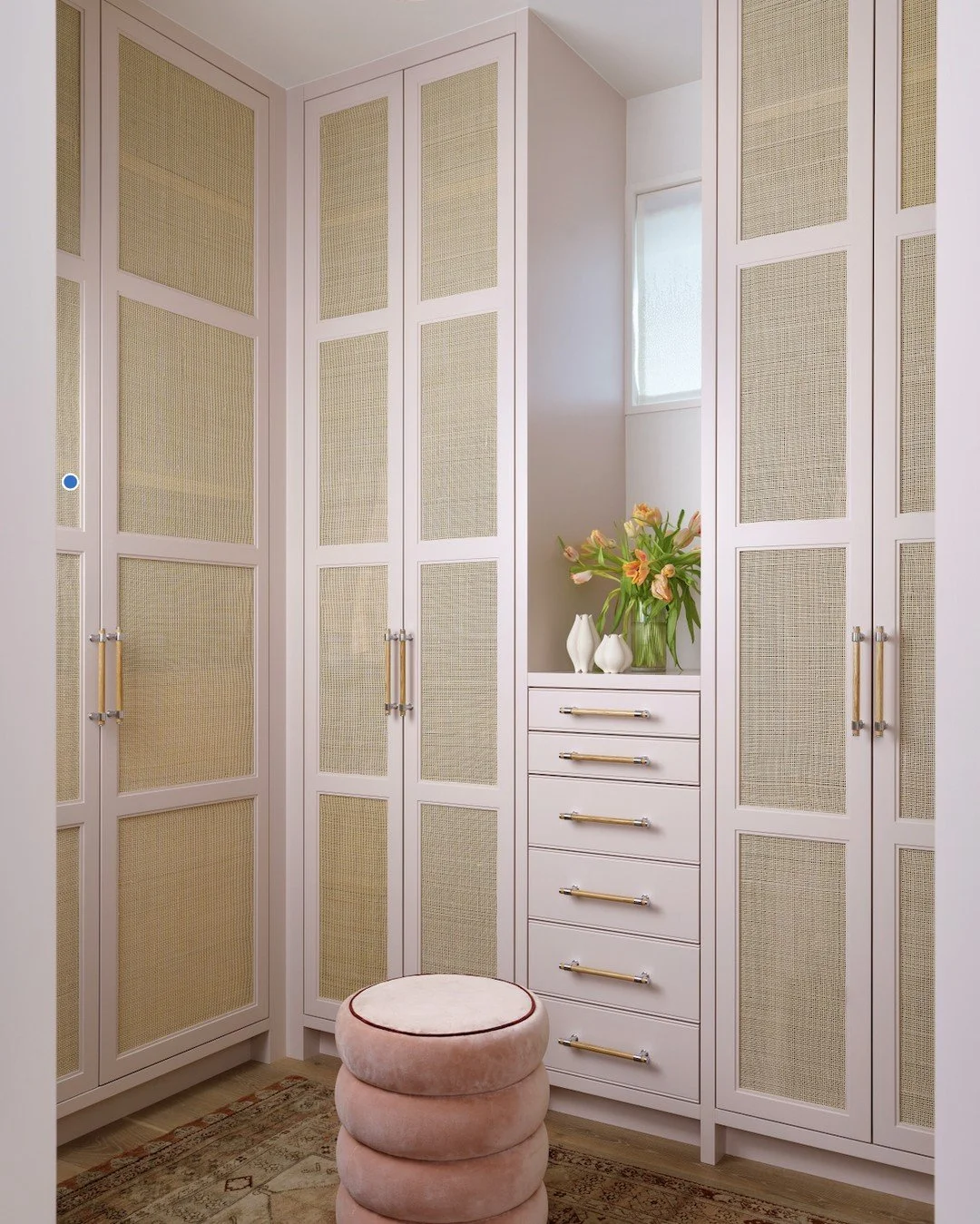 When a closet space sits just off the primary bathroom, it naturally becomes an extension of it rather than a separate room. In these homes, both closets were designed to shape the overall materiality and feel of the bathrooms. They are a major part 