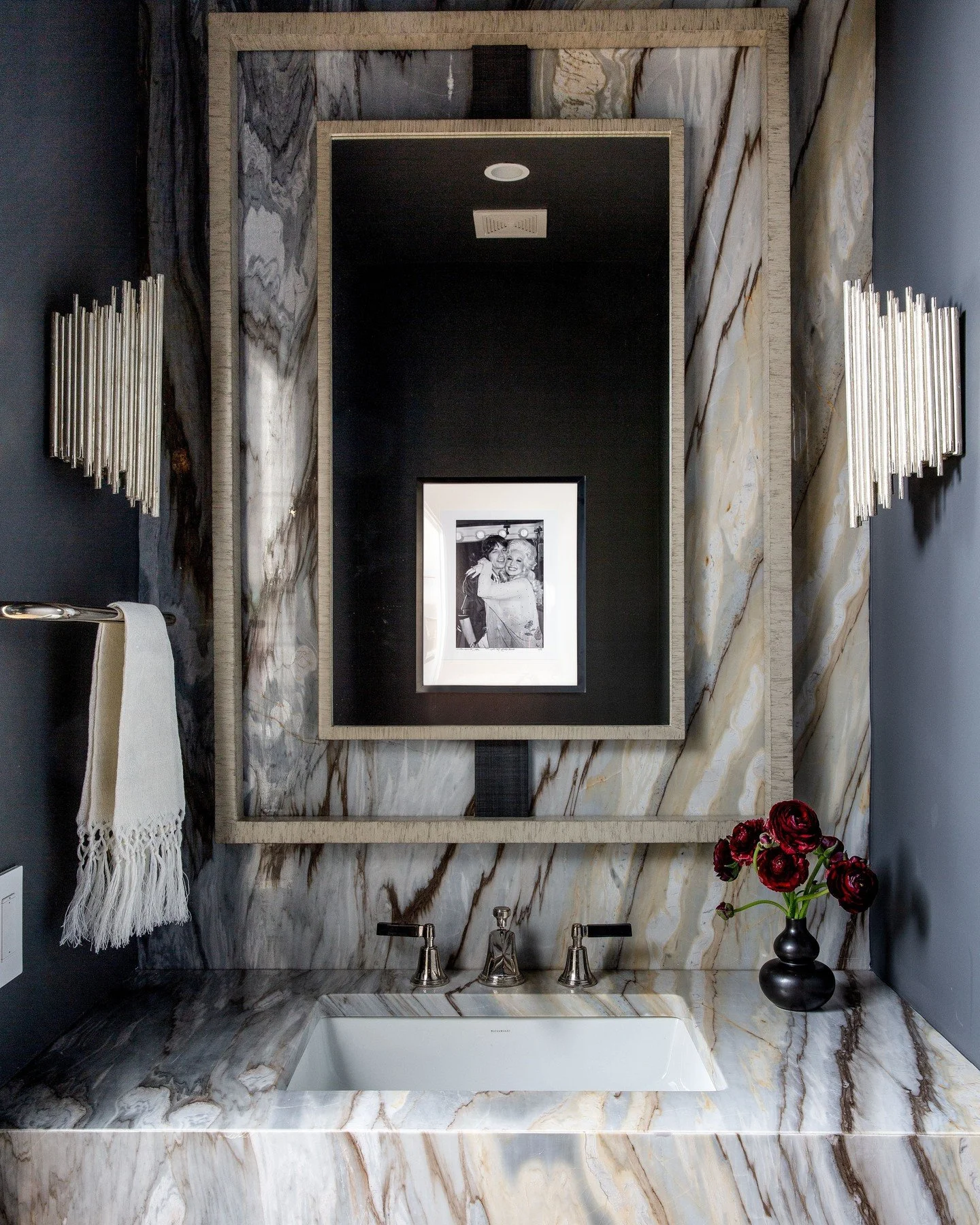 Art, thoughtfully placed.

This piece, featuring Mick Jagger and Dolly Parton, is part of a larger collection that reflects the client&rsquo;s personality. Each work is selected for its meaning, often with a subtle sense of humor, never simply for ae