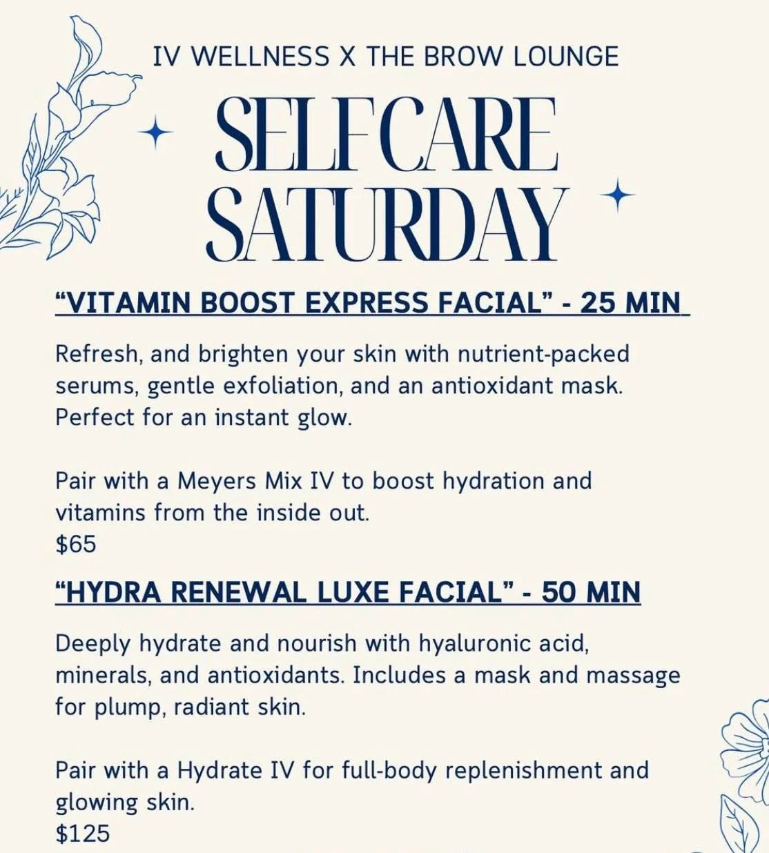 Save the date: Self-Care Saturday on Oct 11 with IV Wellness x The Brow Lounge. ✨ Mini-treatments, wellness tips, and feel-good specials make this the perfect weekend pick-me-up! Book your spot and treat yourself to some downtime. Who&rsquo;s coming 