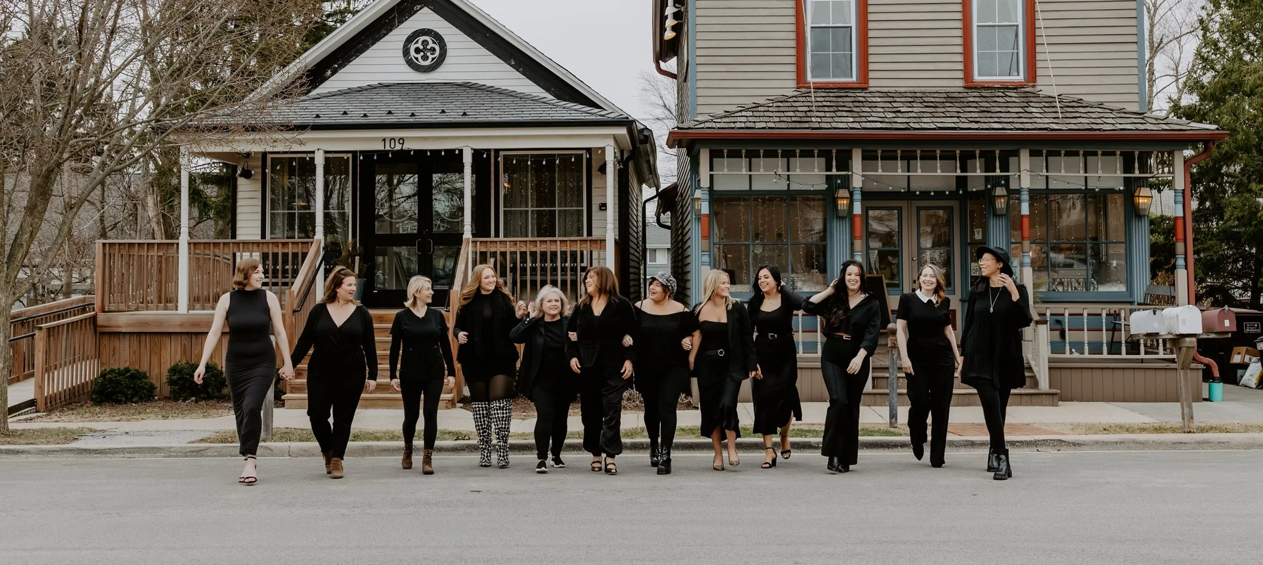 A photo of the staff from The Brow Lounge in Lemont, Illinois.