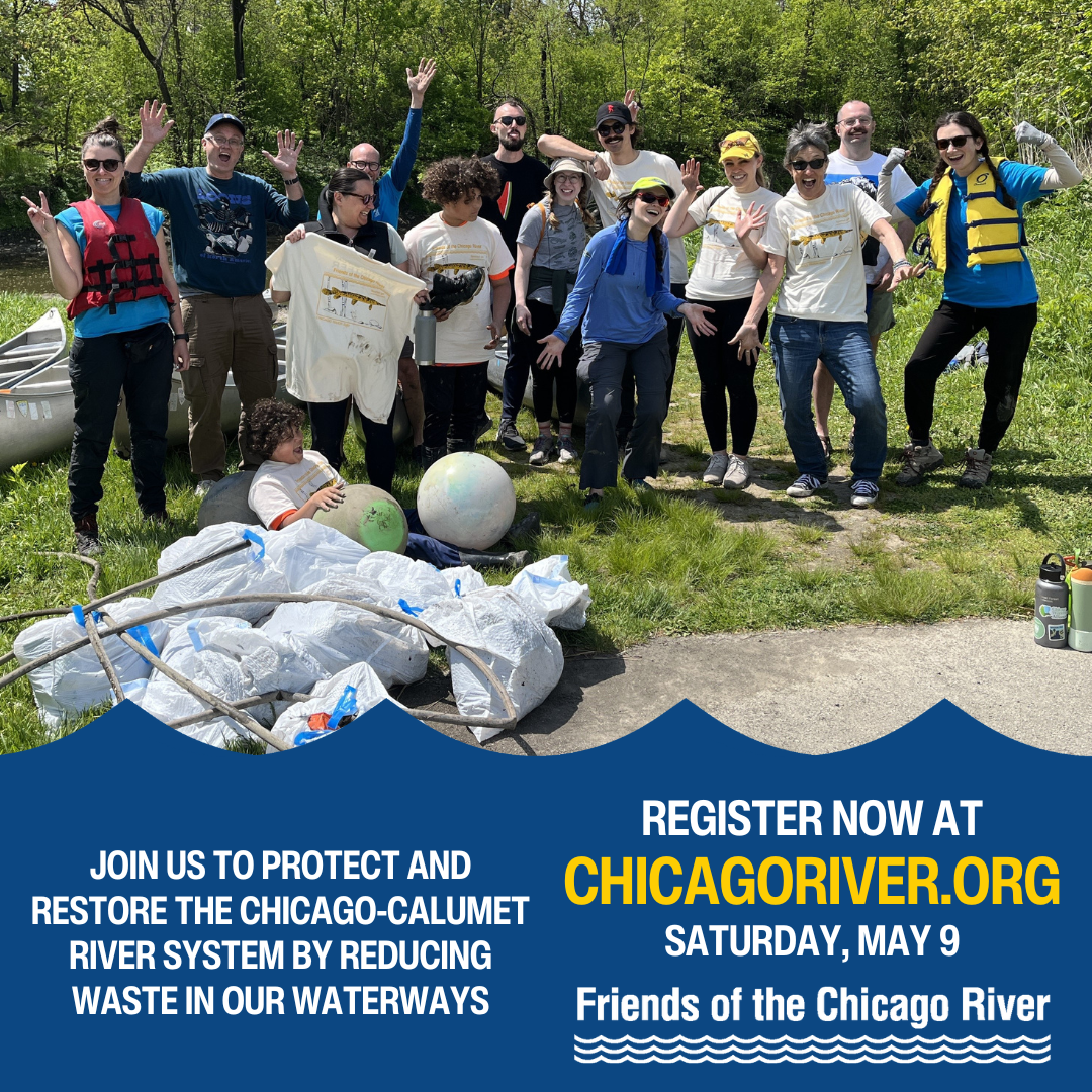 A poster of Chicago River Day hosted by Friends of the Chicago River.