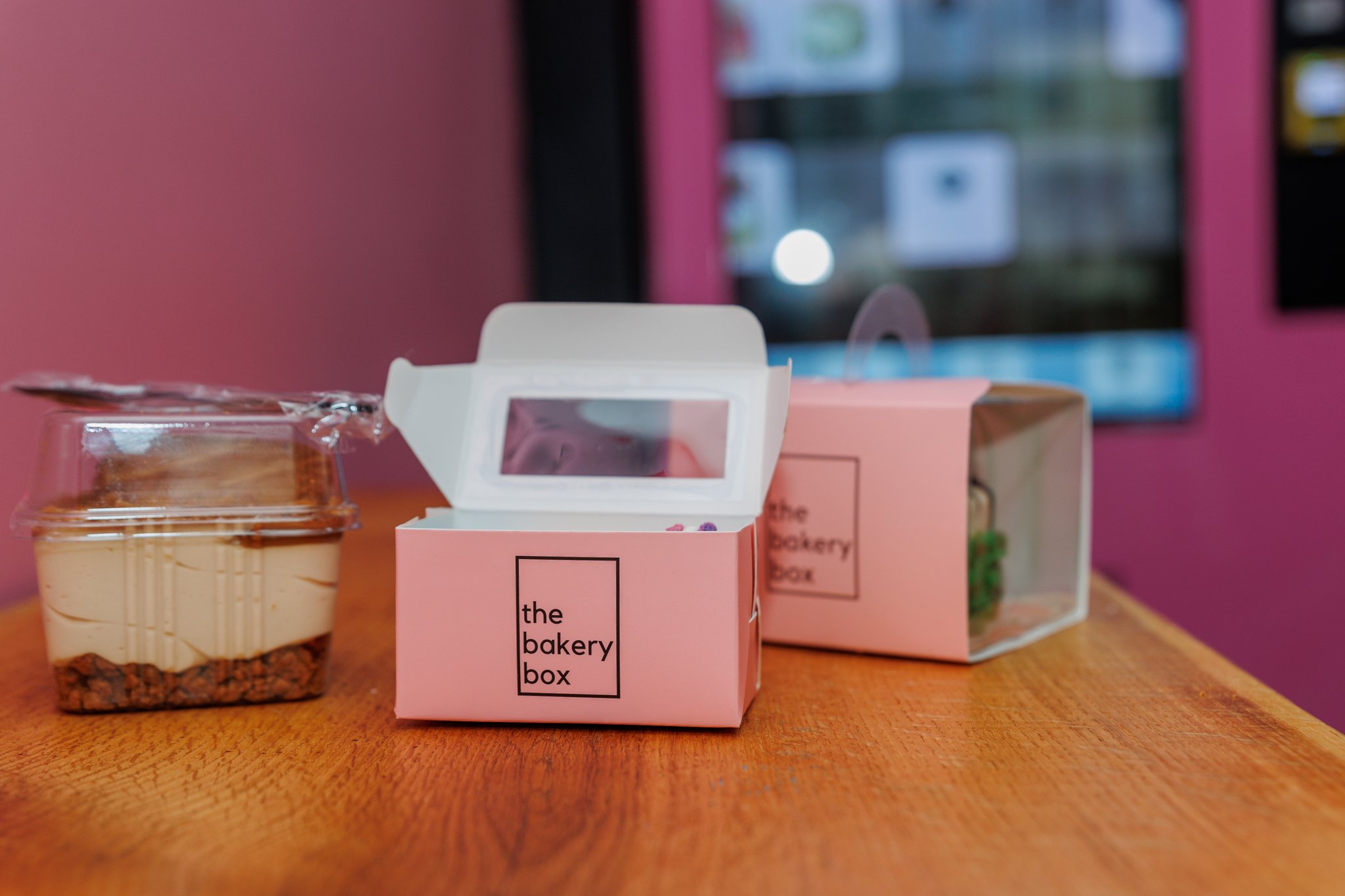 A photo of desserts available at the Bakery Box, a dessert atm in Lemont Downtown.