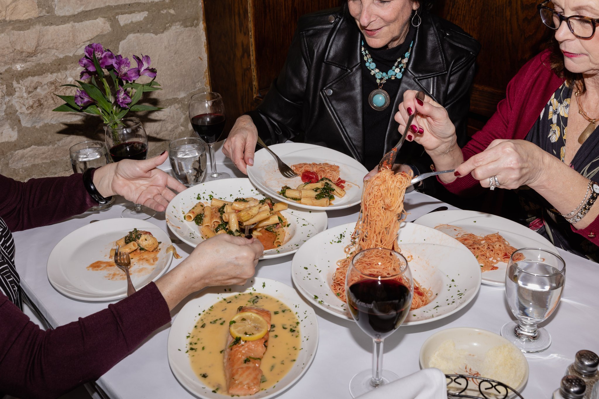 Women enjoying pasta at La Dolce Vita in Lemont Il